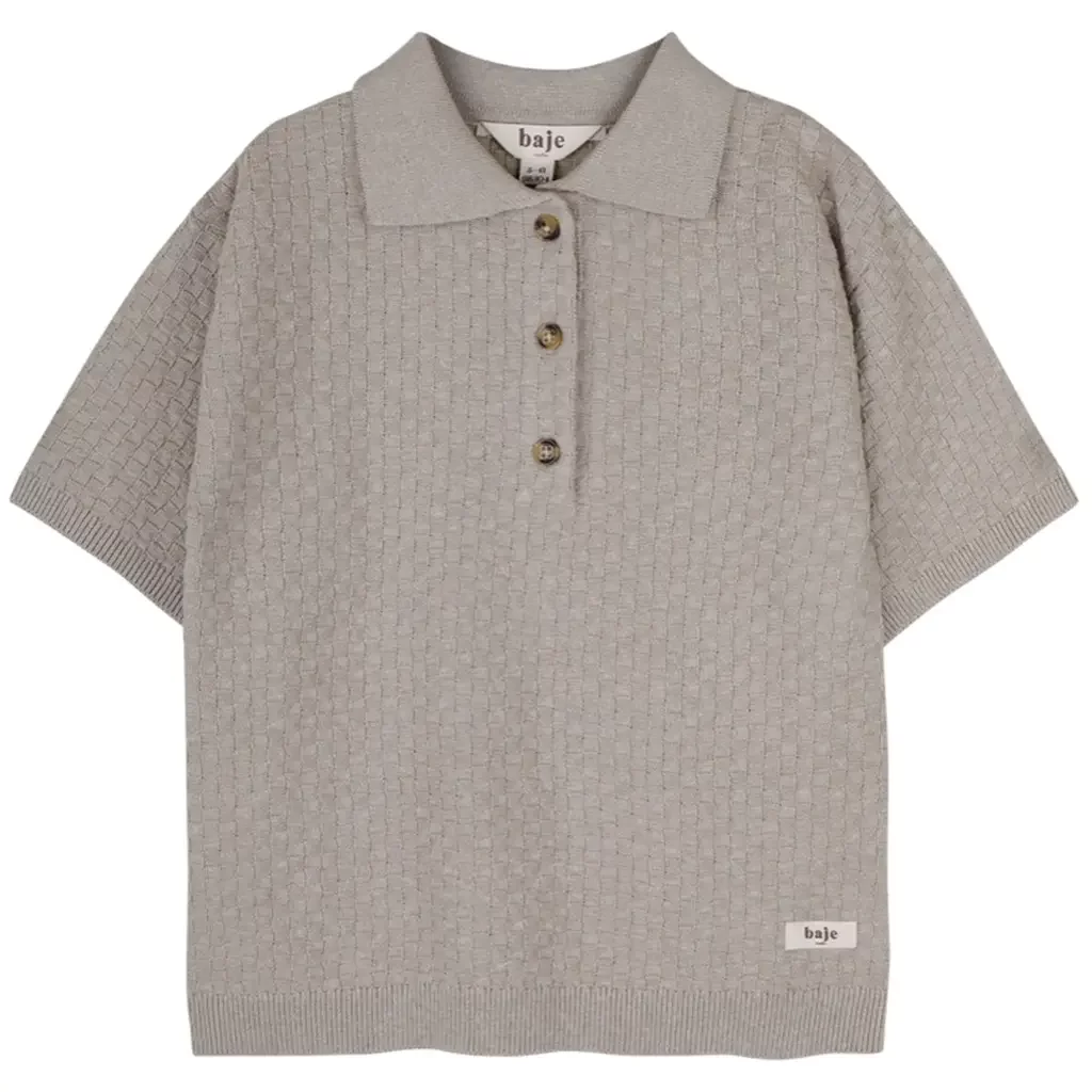 Gebreid polo shirt Milo (taupe gray)