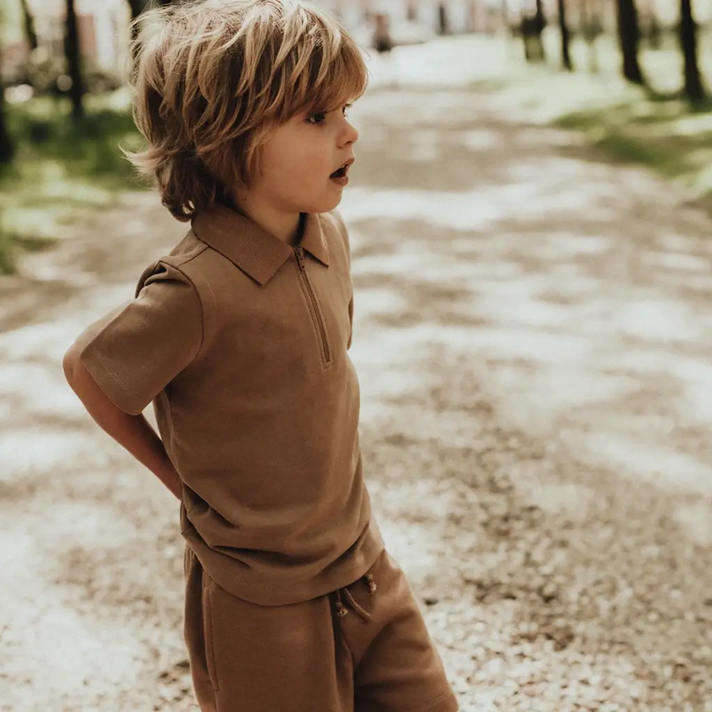 Polo shirt ritsje Hervas (brown coconut)