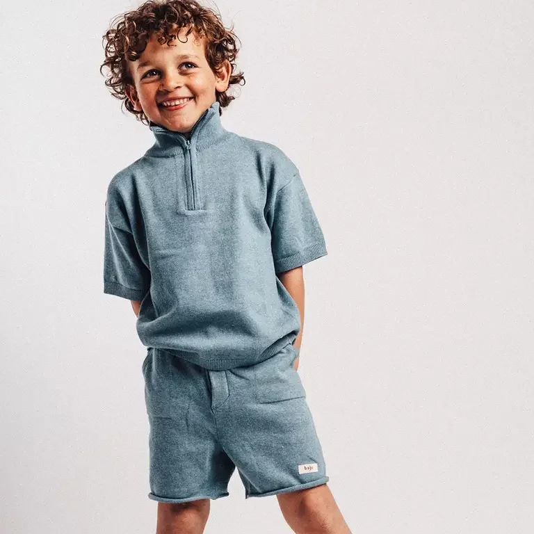 Gebreid truitje ritsje Fayon (blue sea)