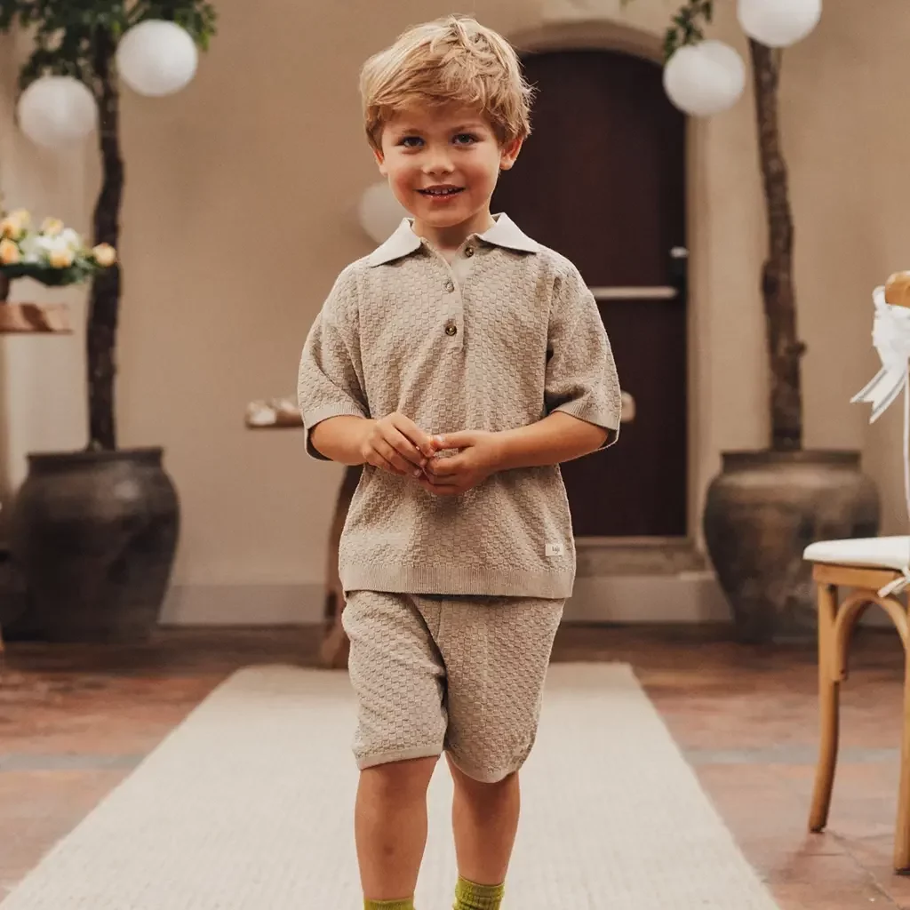 Gebreid polo shirt Milo (taupe gray)