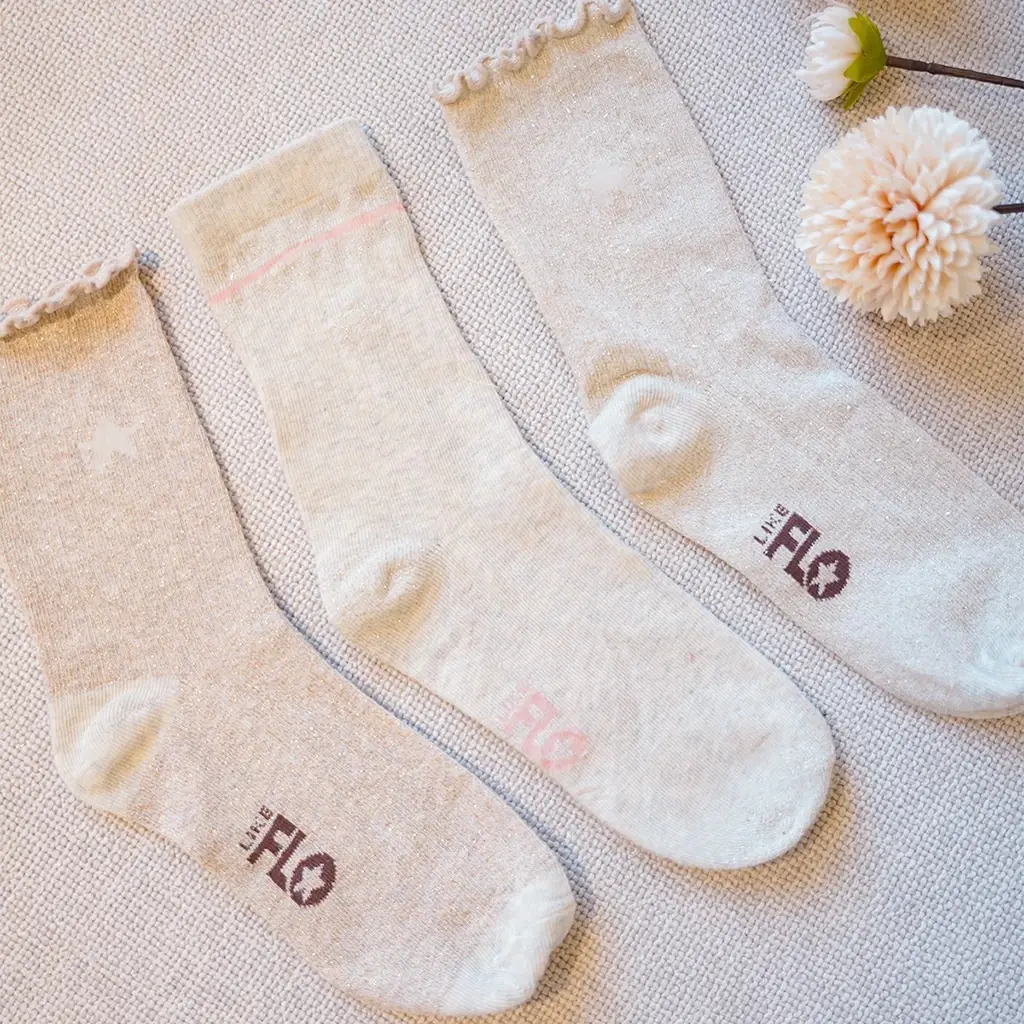 3 paar sokken Nannie glitter (kit)