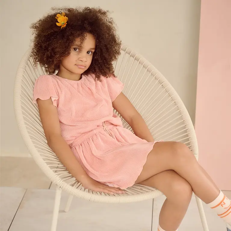 Jurk Mena plisse (pale blush pink)