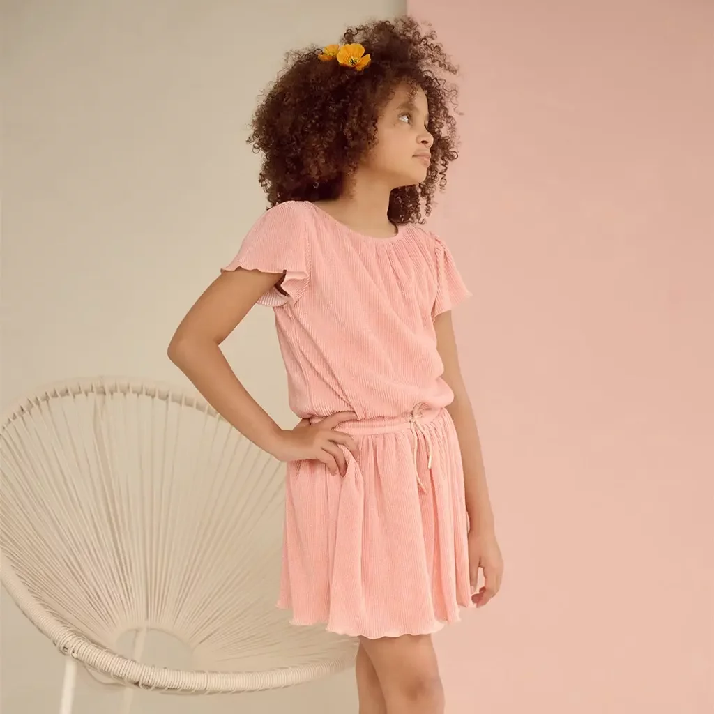 Jurk Mena plisse (pale blush pink)