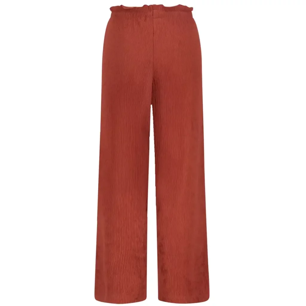 Broek Fenna satijn plisse (desert stone)