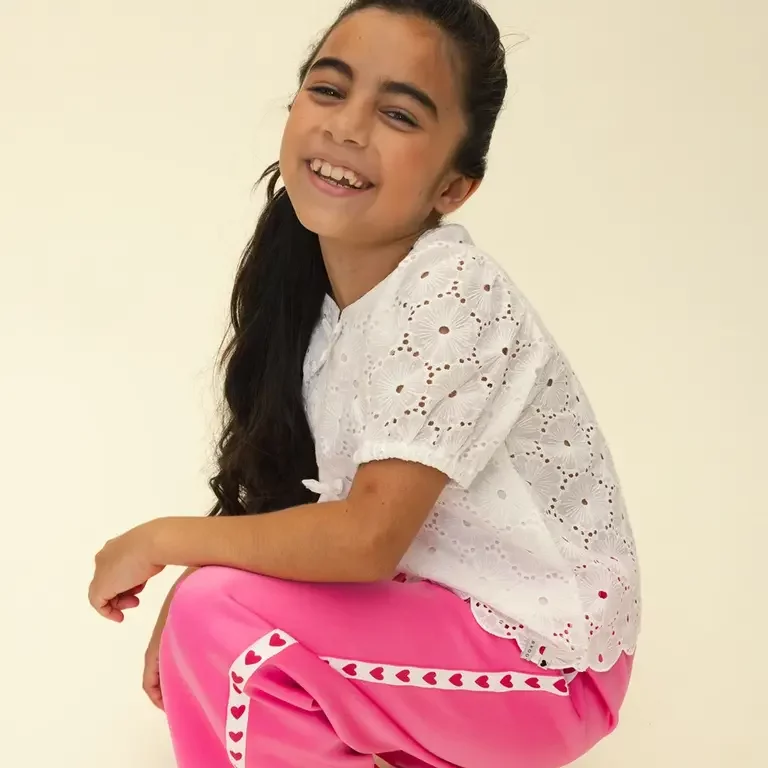 Broek sweat wide fit (bubblegum)