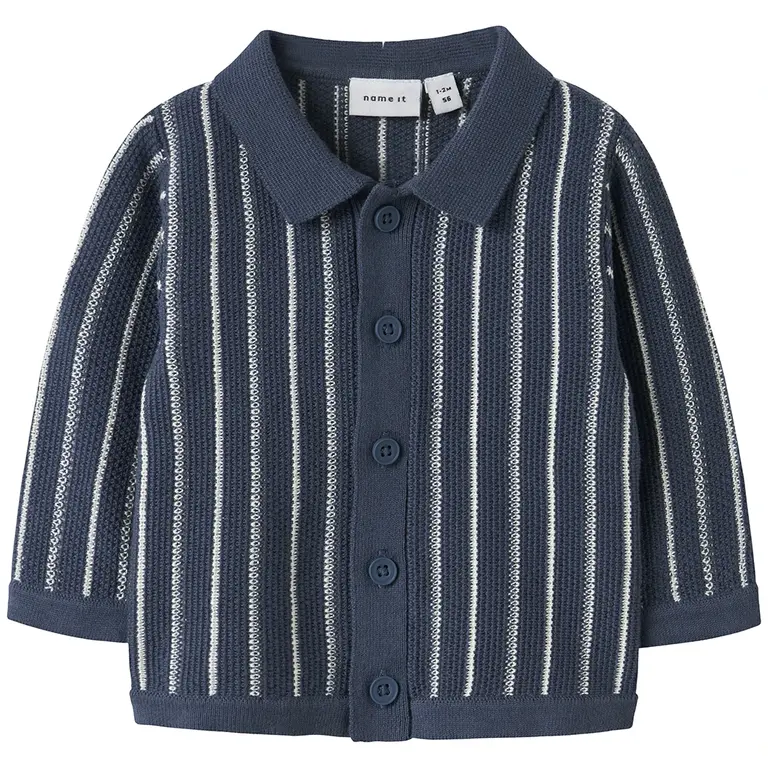 OP=OP! Gebreid vestje met polo kraagje Floppi (vintage indigo)