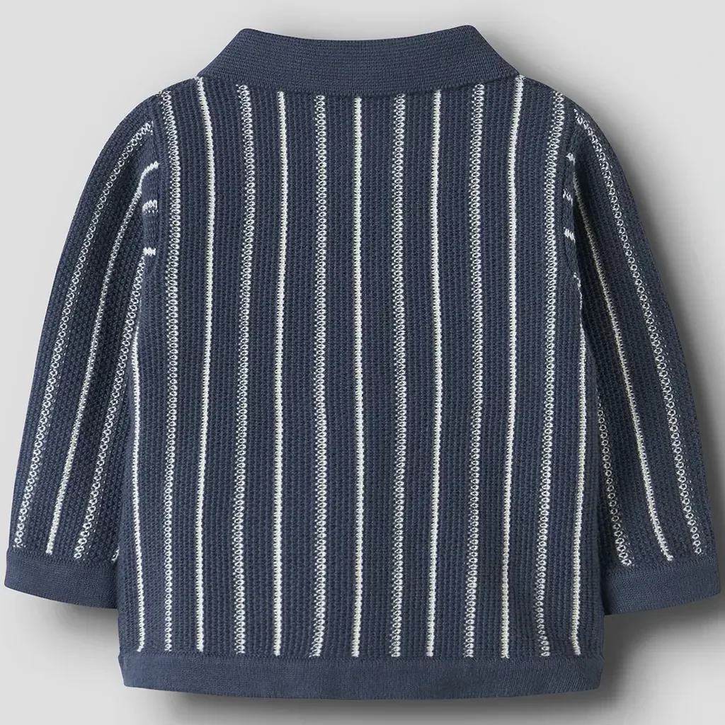 Gebreid vestje met polo kraagje Floppi (vintage indigo)