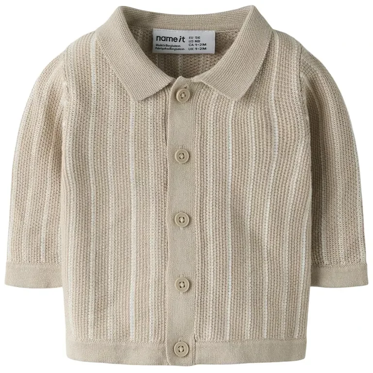 OP=OP! Gebreid vestje met polo kraagje Floppi (chateay gray)