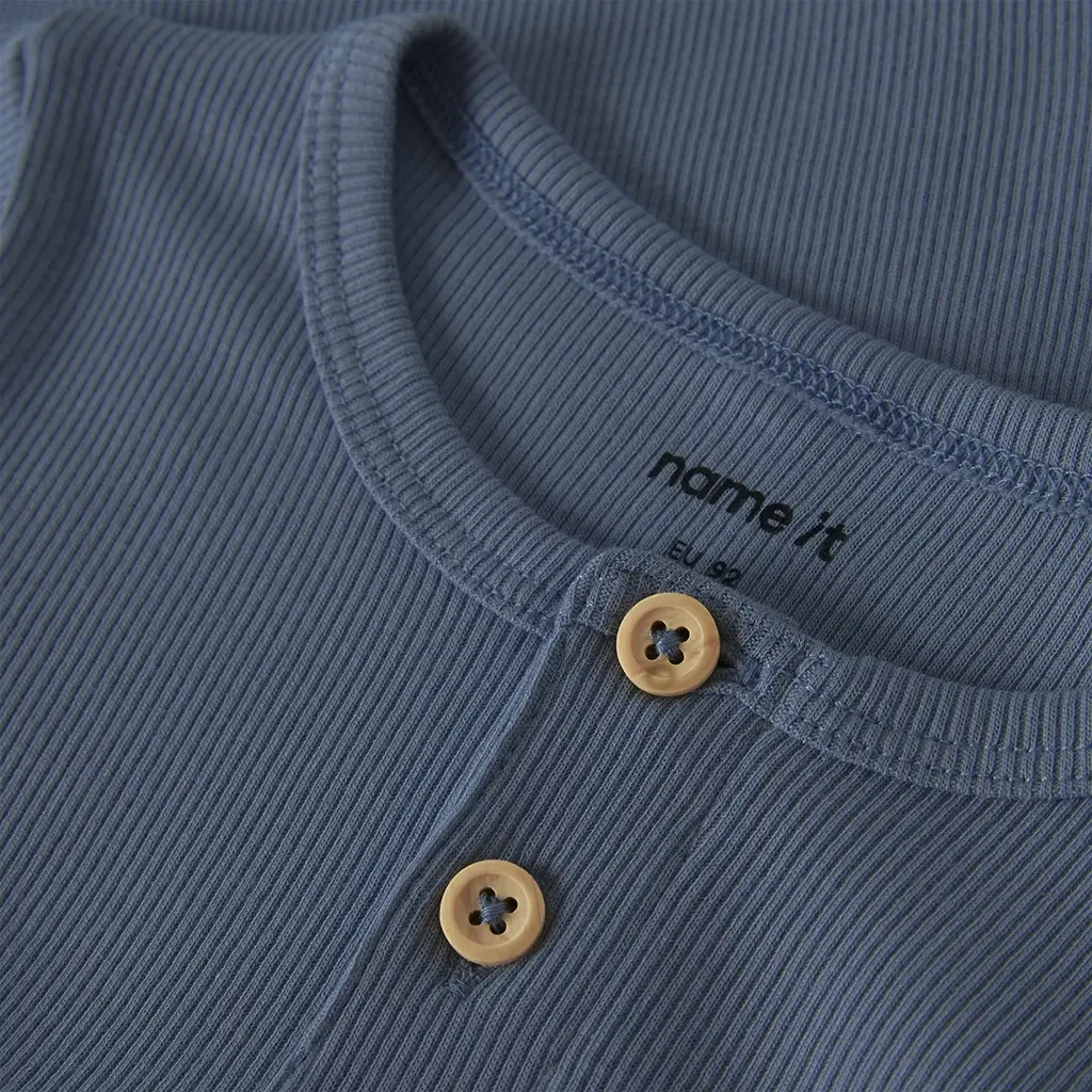 T-shirt granddad rib Kab (vintage indigo melange)