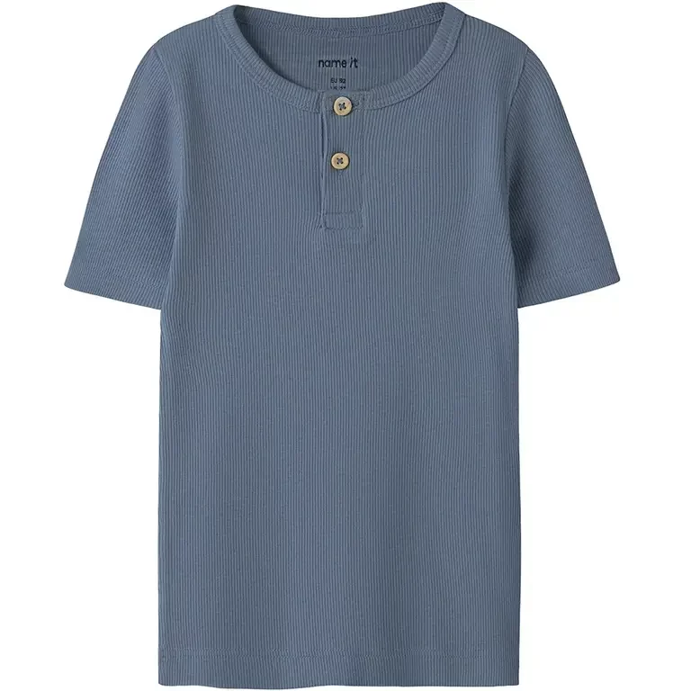 T-shirt granddad rib Kab (vintage indigo melange)