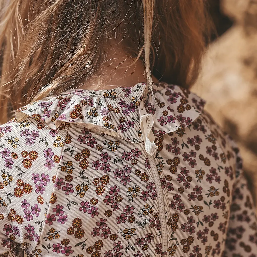 Badpak longsleeve Sparkly Flower (bombay brown)