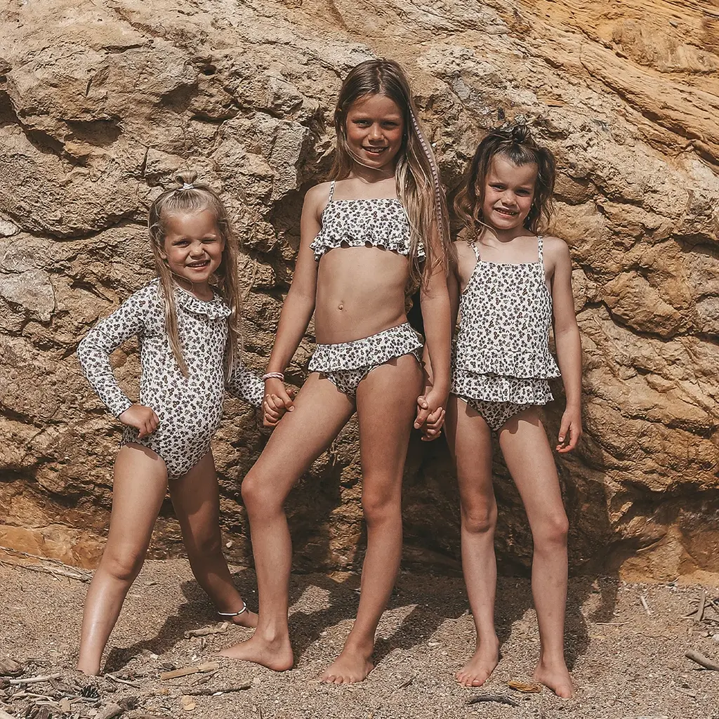 Badpak longsleeve Sparkly Flower (bombay brown)