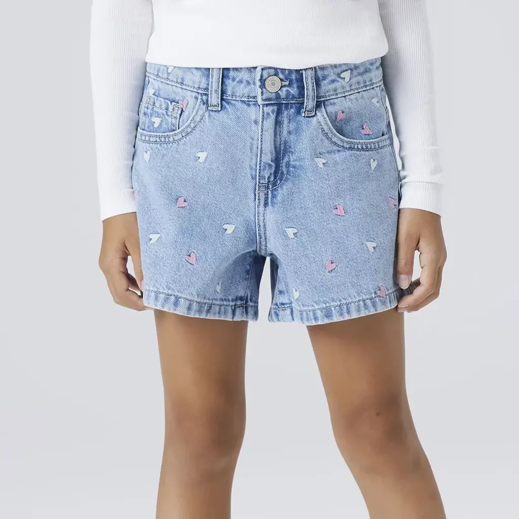 Korte spijkerbroek REGULAR FIT Bella (light blue bleached denim multi heart)