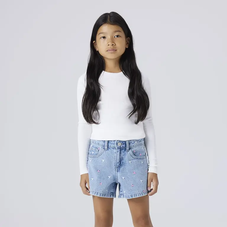 Korte spijkerbroek REGULAR FIT Bella (light blue bleached denim multi heart)