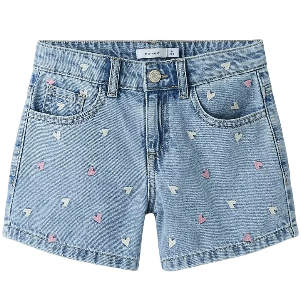 Korte spijkerbroek REGULAR FIT Bella (light blue bleached denim multi heart)