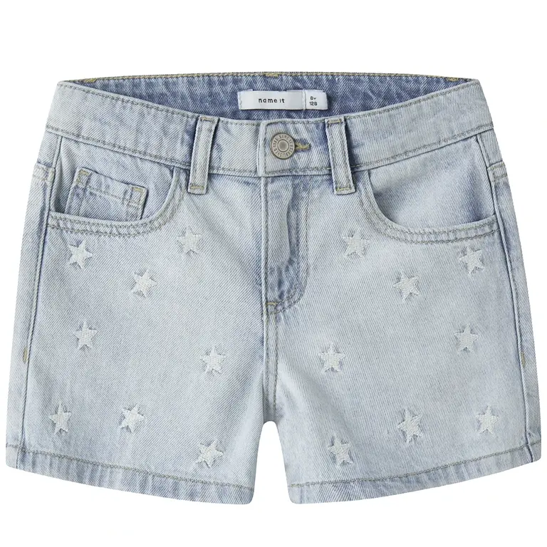 Korte spijkerbroek REGULAR FIT Bella (light blue bleached denim stars)