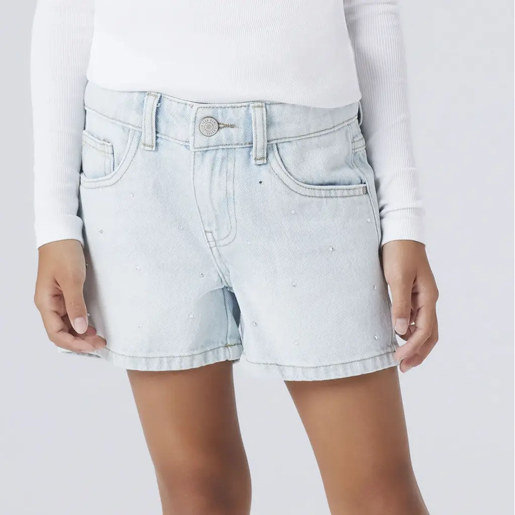 Korte spijkerbroek rhinestone REGULAR FIT Rose (light blue denim)