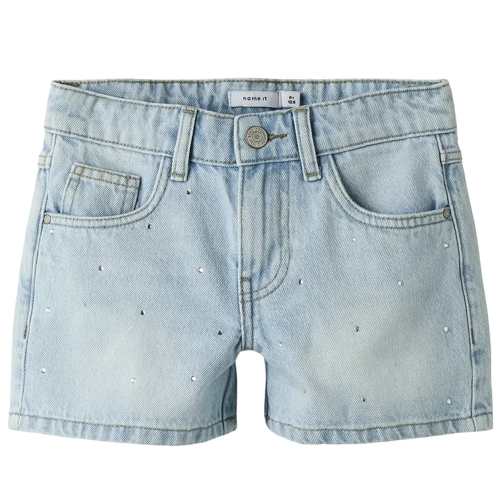 Korte spijkerbroek rhinestone REGULAR FIT Rose (light blue denim)