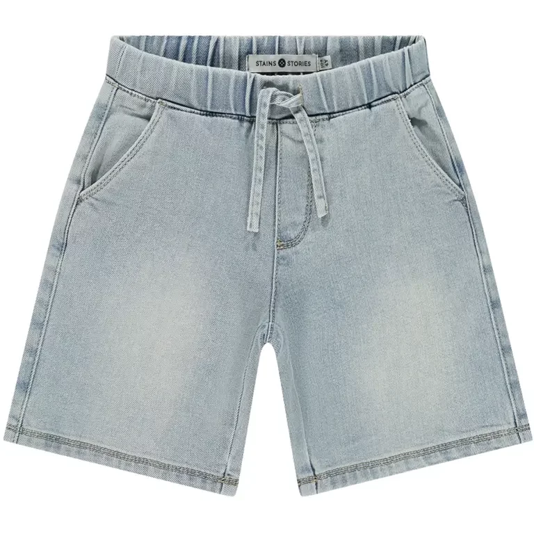 Korte spijkerbroek wide fit (pale blue denim)