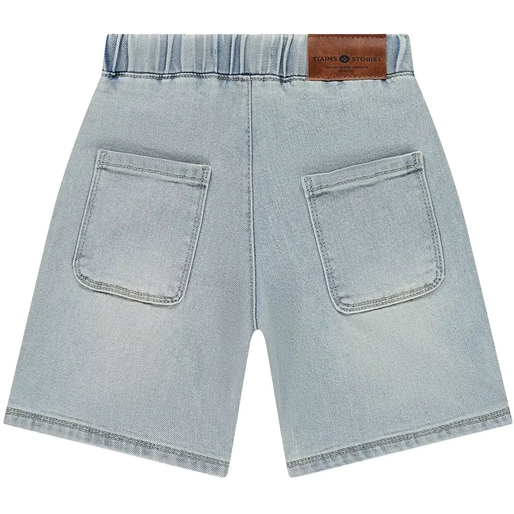 Korte spijkerbroek wide fit (pale blue denim)