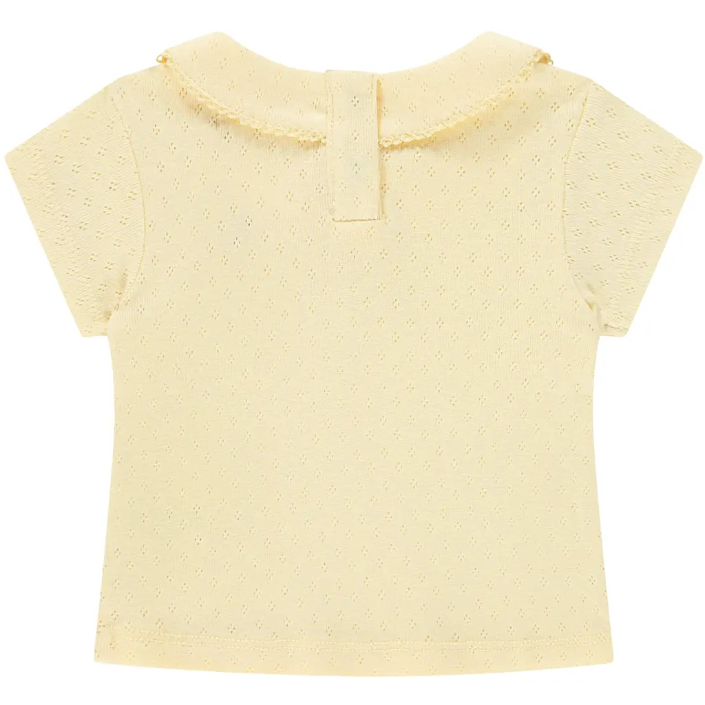 T-shirtje met kraagje ajour (buttercup)