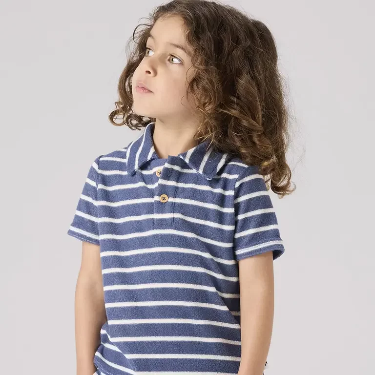 Polo shirt badstof Finti (vintage indigo)