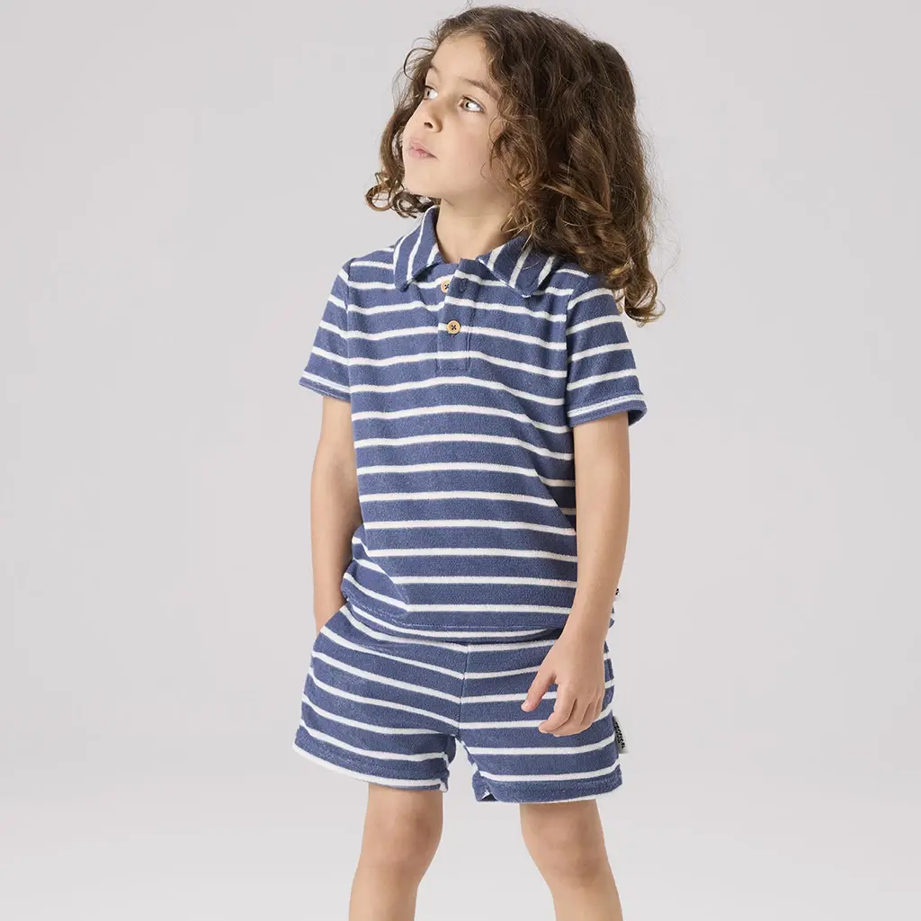 Polo shirt badstof Finti (vintage indigo)