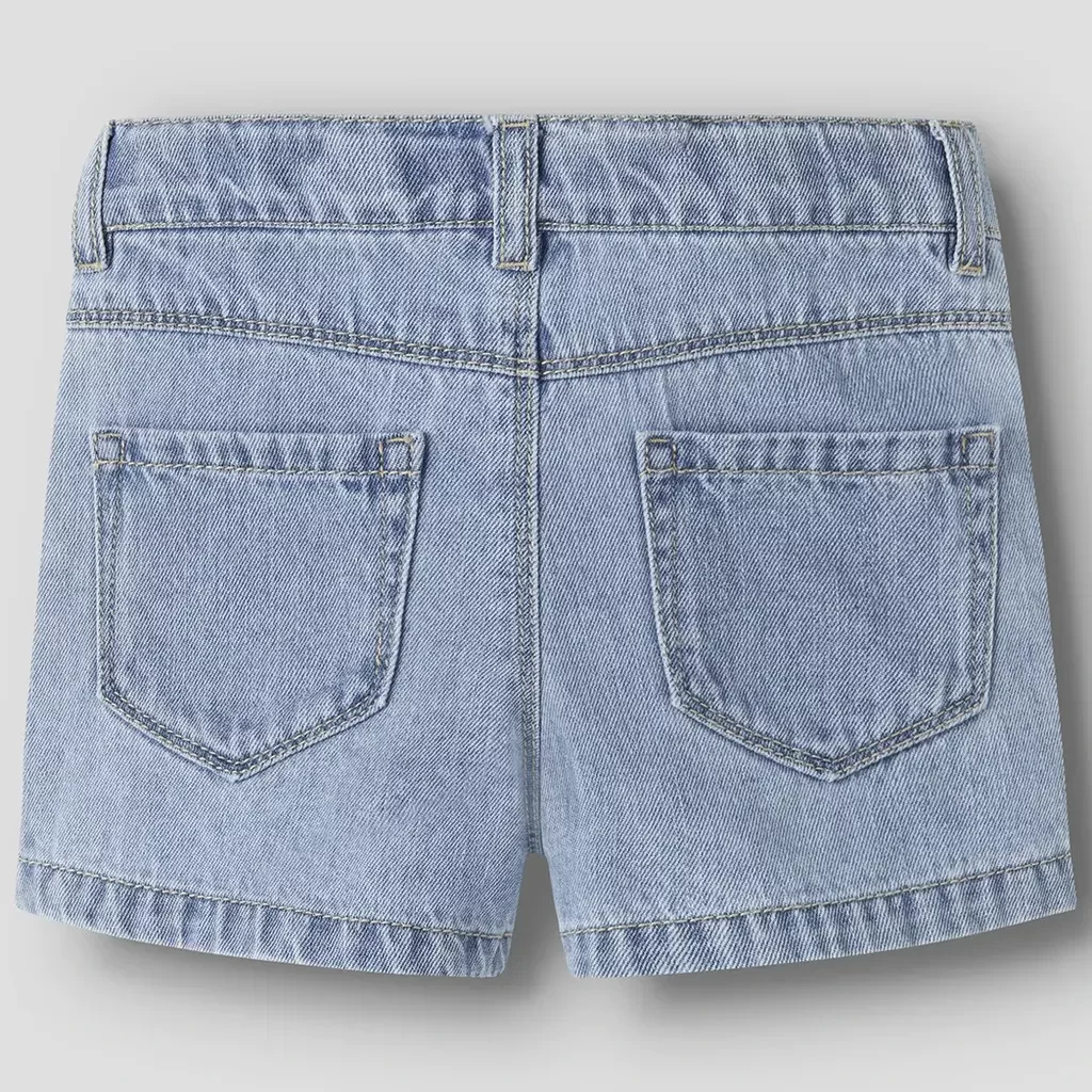 Kort spijkerbroekje MOM FIT anglaise Rose (light blue denim)