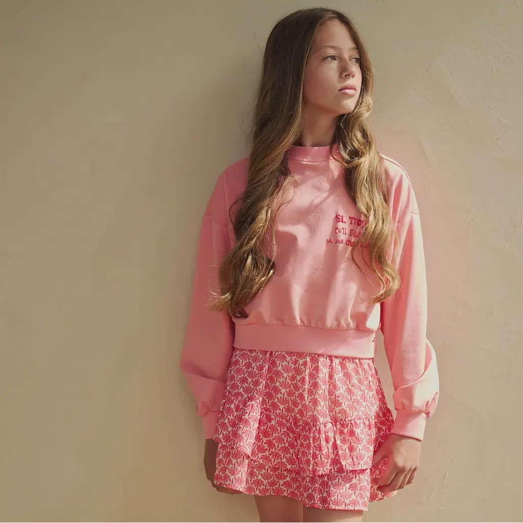 Trui Kex cropped backprint (peach blossom)