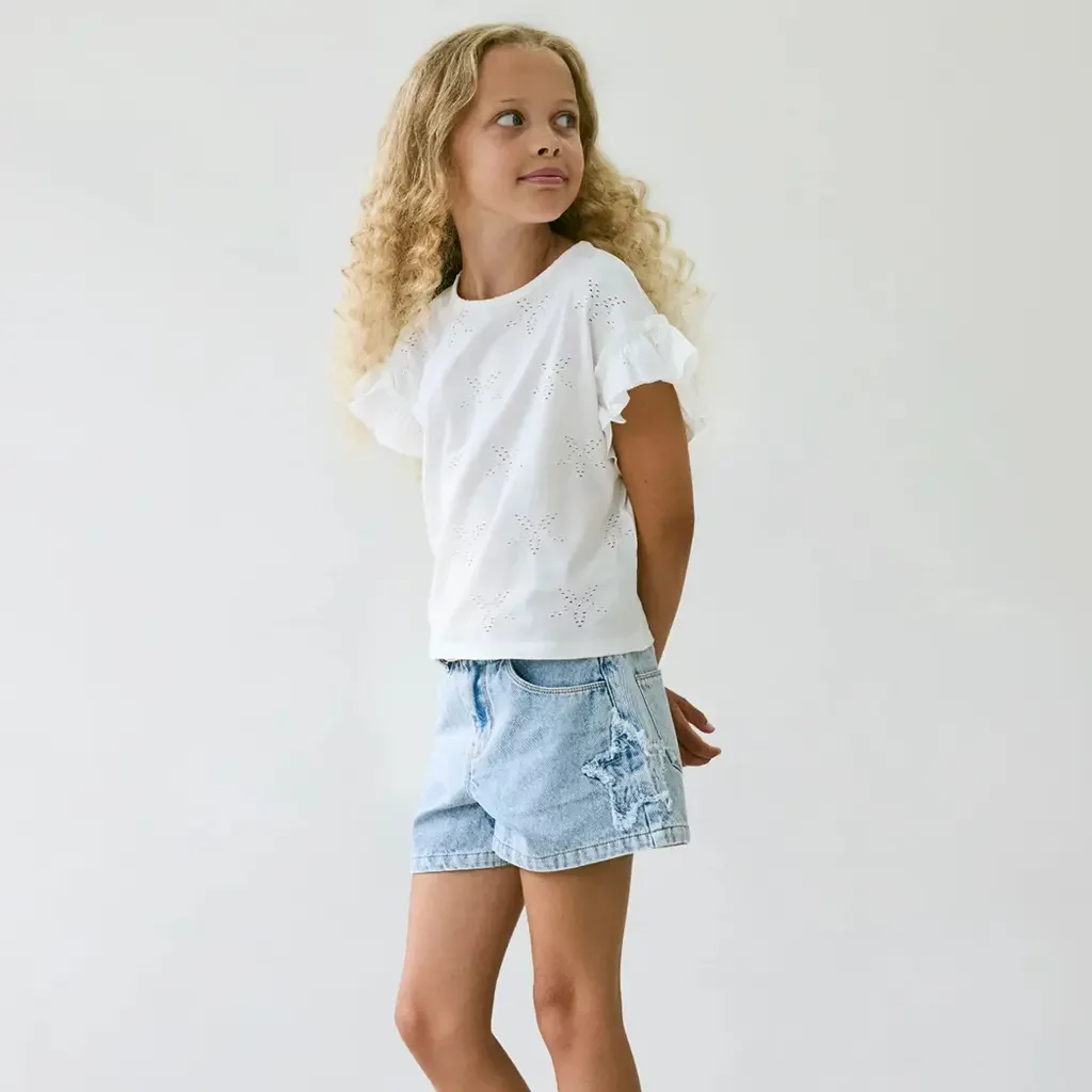 Korte spijkerbroek MOM FIT Rose (light blue denim)