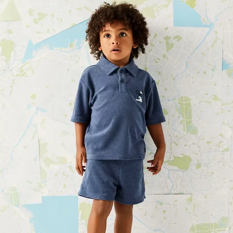 Polo shirt badstof Jared (vintage indigo)
