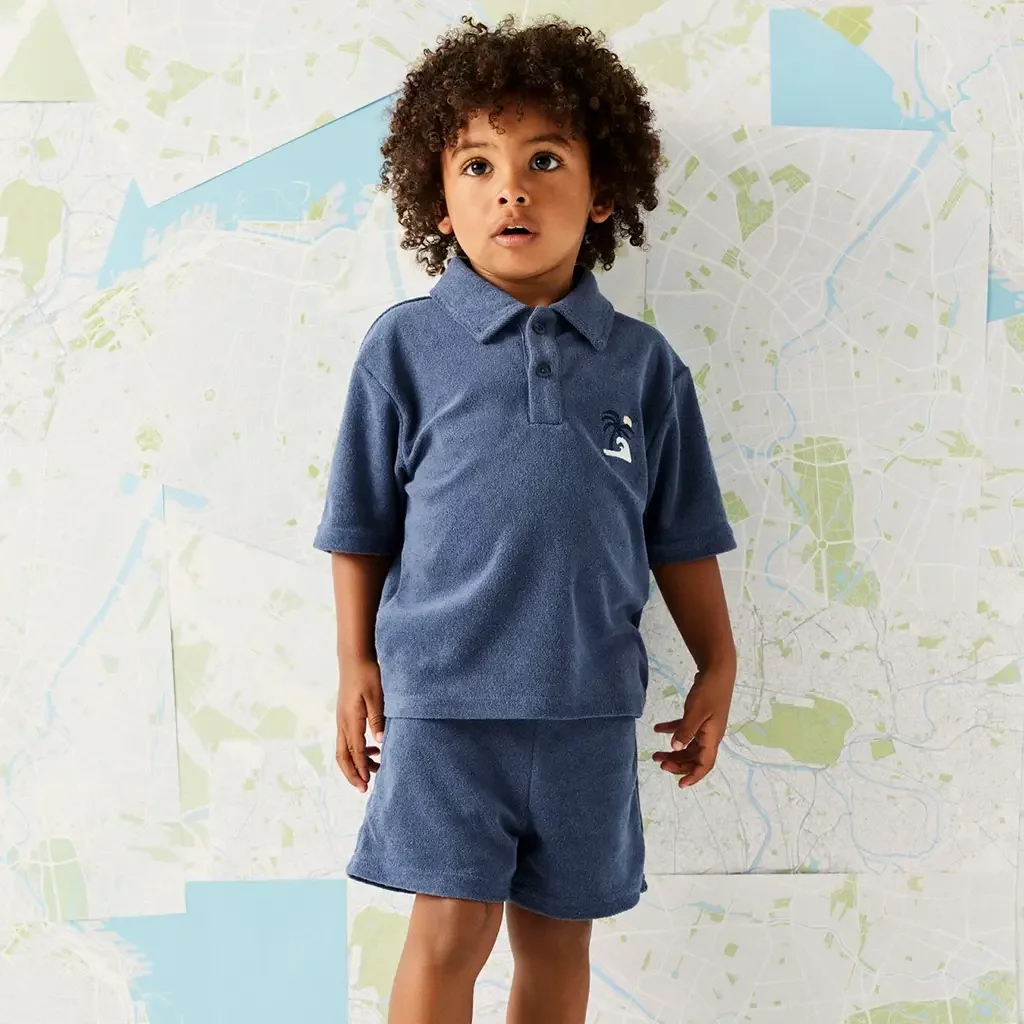 Korte broek badstof Jared (vintage indigo)
