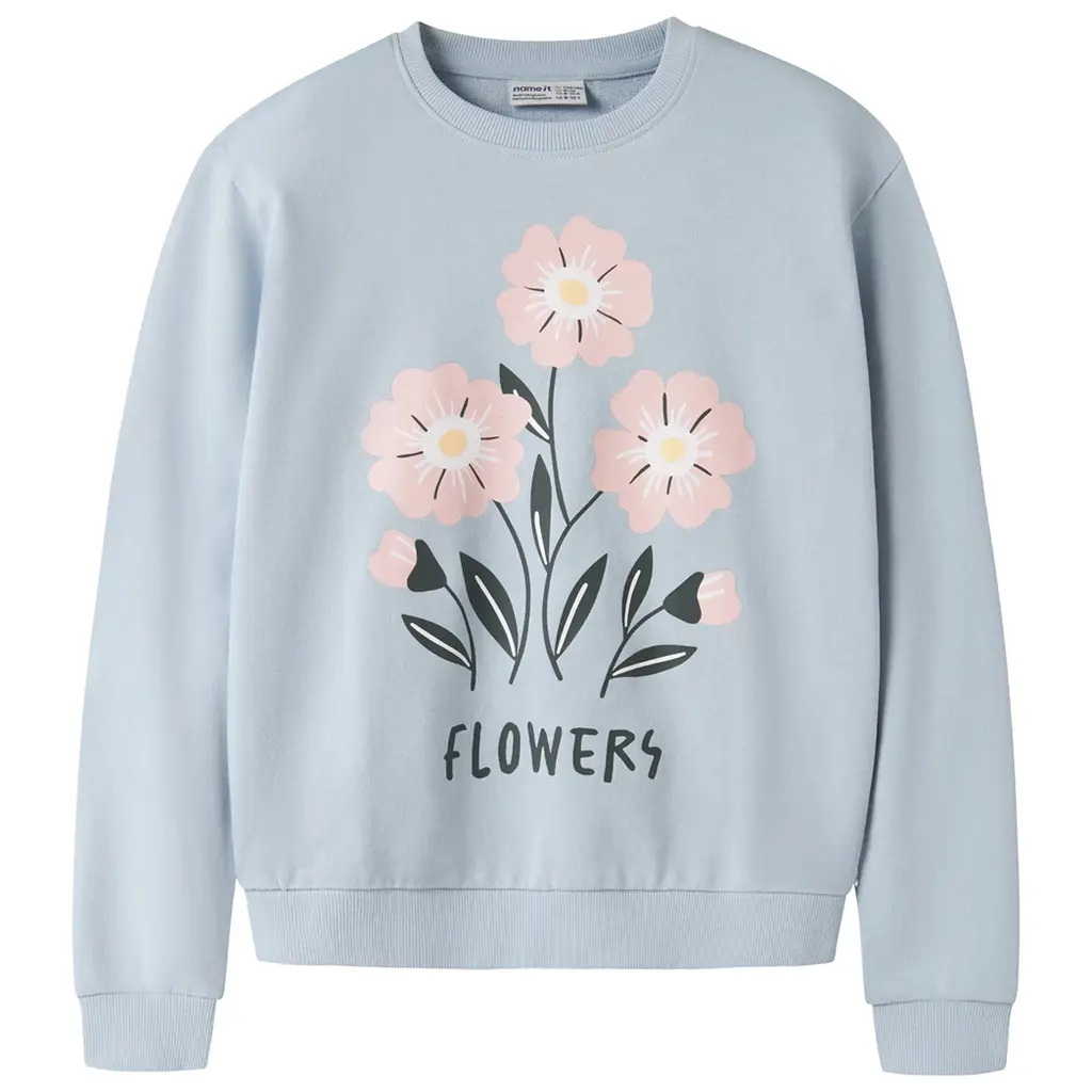 Trui sweat Vasacha (subdued blue flower)