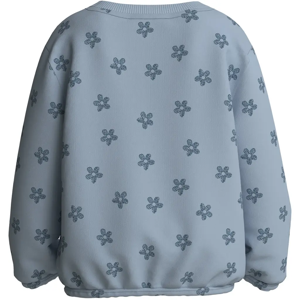 Trui sweat Viluba (subdued blue glitter flower)