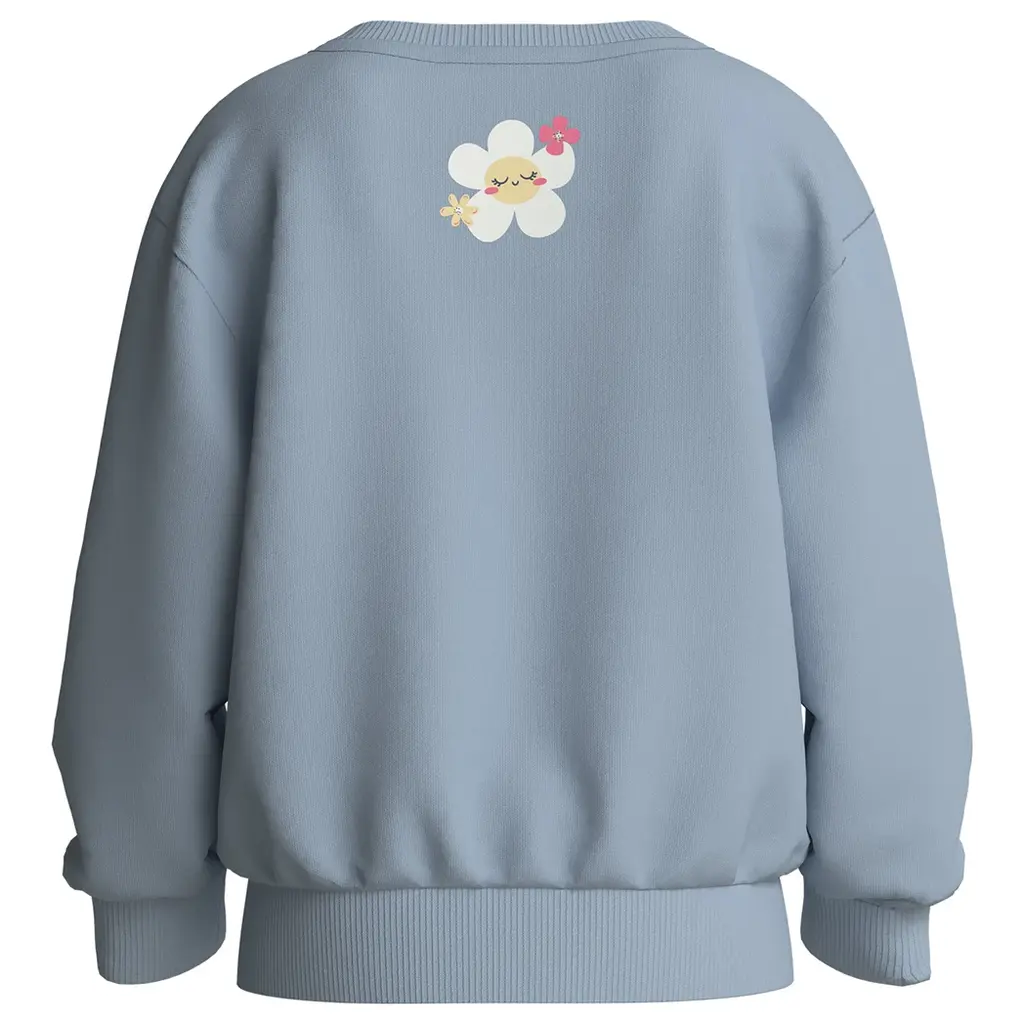Trui sweat Vasacha (subdued blue happy flowers)