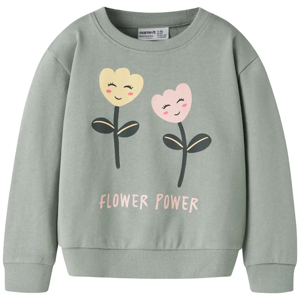 Trui sweat Vasacha (green milieu flower power)