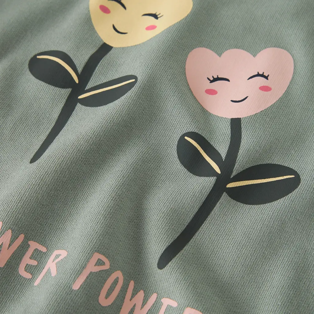 Trui sweat Vasacha (green milieu flower power)