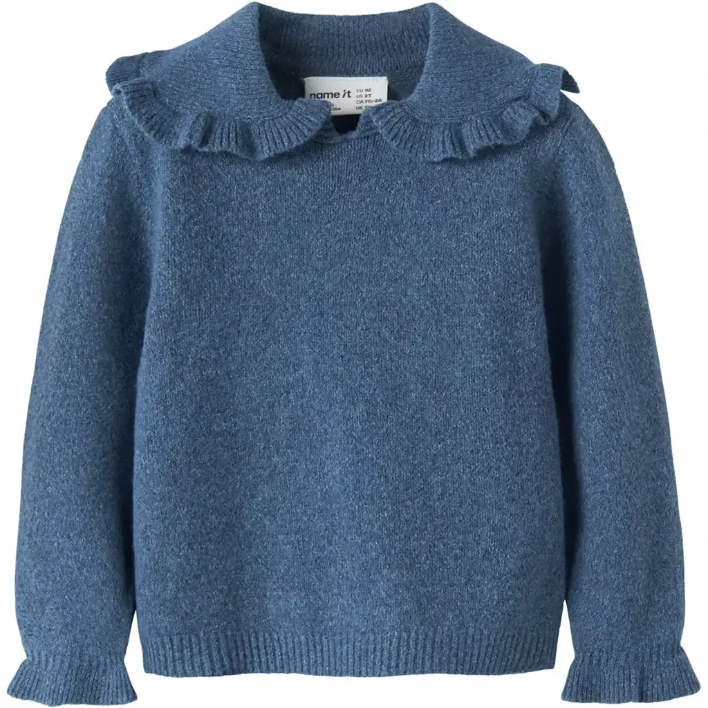 Gebreid truitje met kraag REGULAR FIT Kirstena (vintage indigo)
