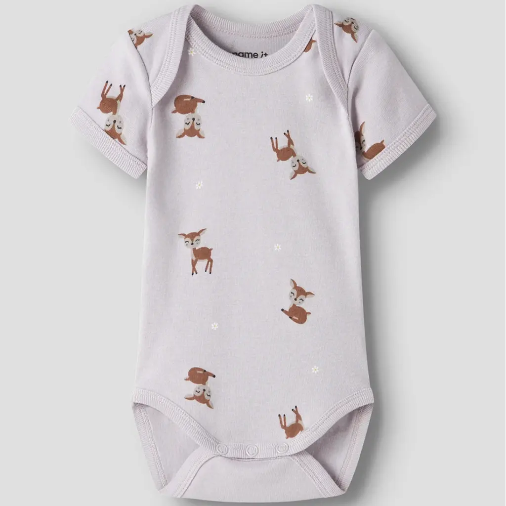 Drie rompertjes Deer (lilac marble/jet stream/lavender gray)