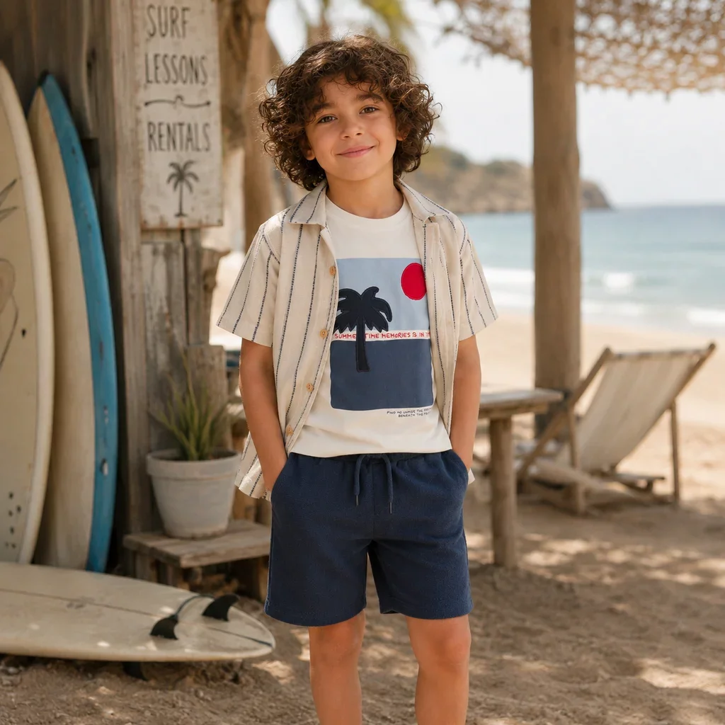 Korte broek badstof Jared (vintage indigo)