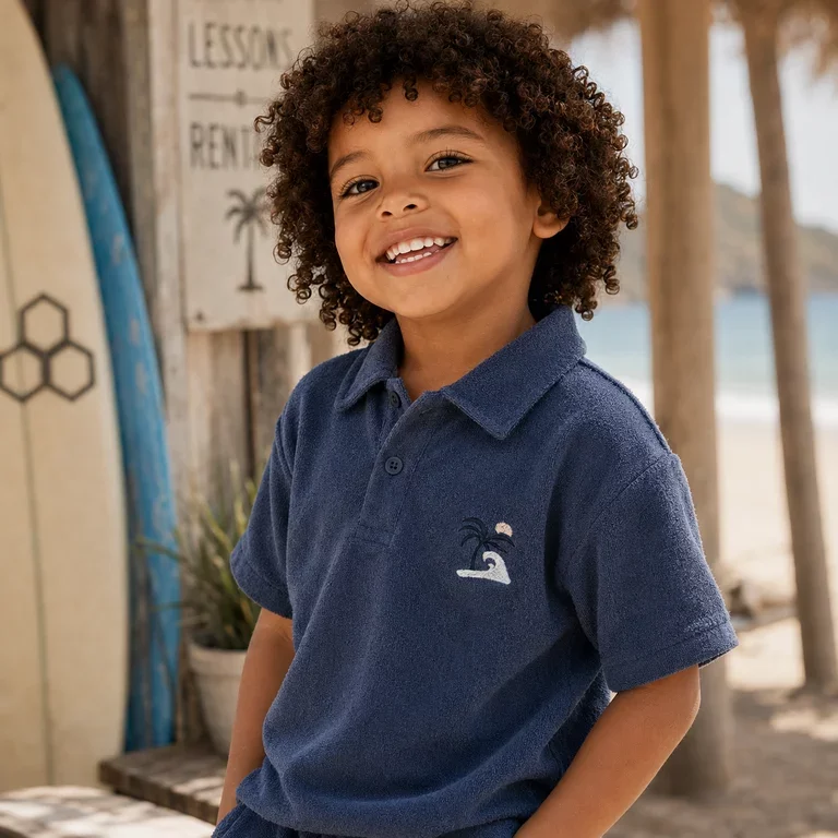 Polo shirt badstof Jared (vintage indigo)