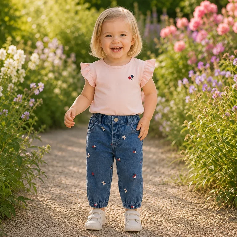 Soepel broekje MOM FIT Rise (light blue denim)