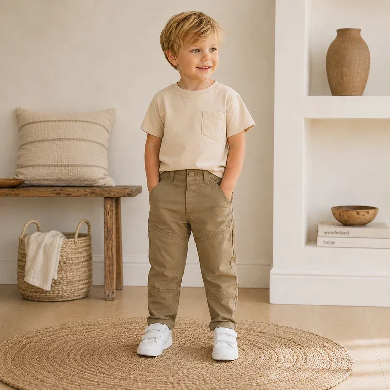 Broek TAPERED FIT twill cargo Ben (kelp)