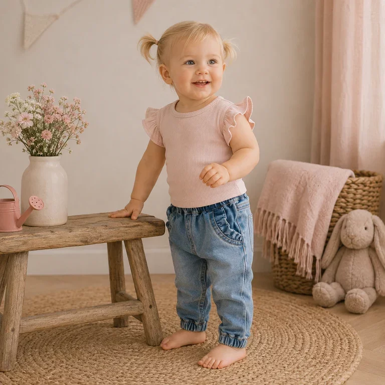 Zacht broekje Rose (medium blue denim)