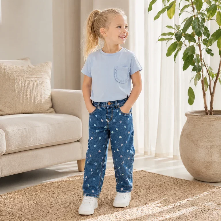 Jeans MOM FIT Bella (denim blue hearts)