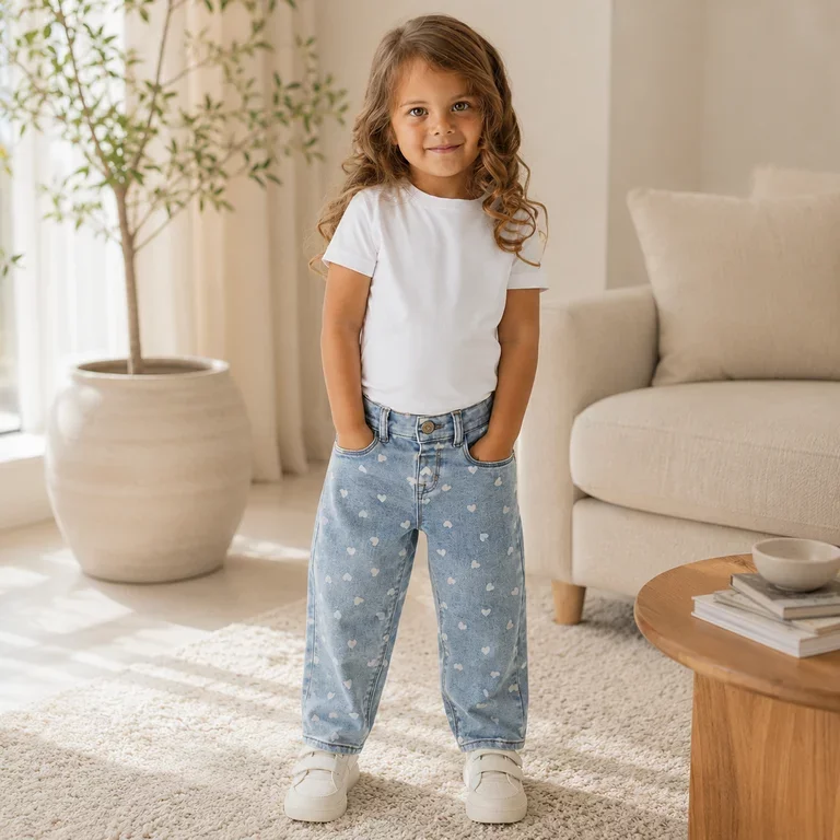 Jeans MOM FIT Bella (medium blue denim hearts)