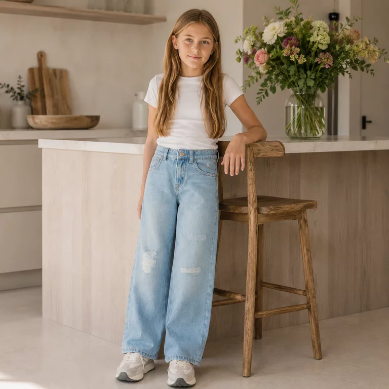 Broek wide fit Rose (light blue denim)