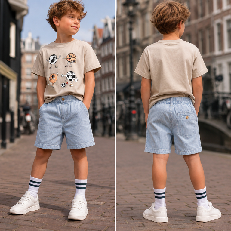Korte jog jeans JOGGER Ryan (light blue denim stripe)