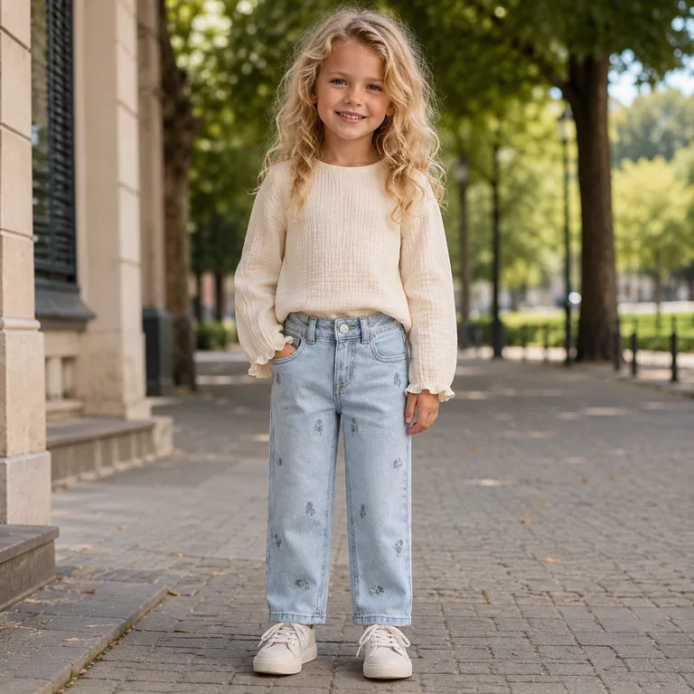 Jeans MOM FIT Bella (light blue flowers)