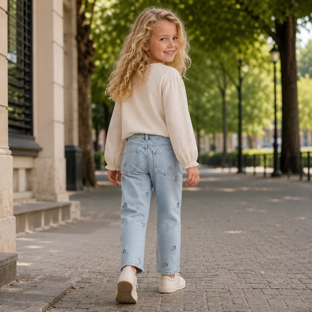 Jeans MOM FIT Bella (light blue flowers)